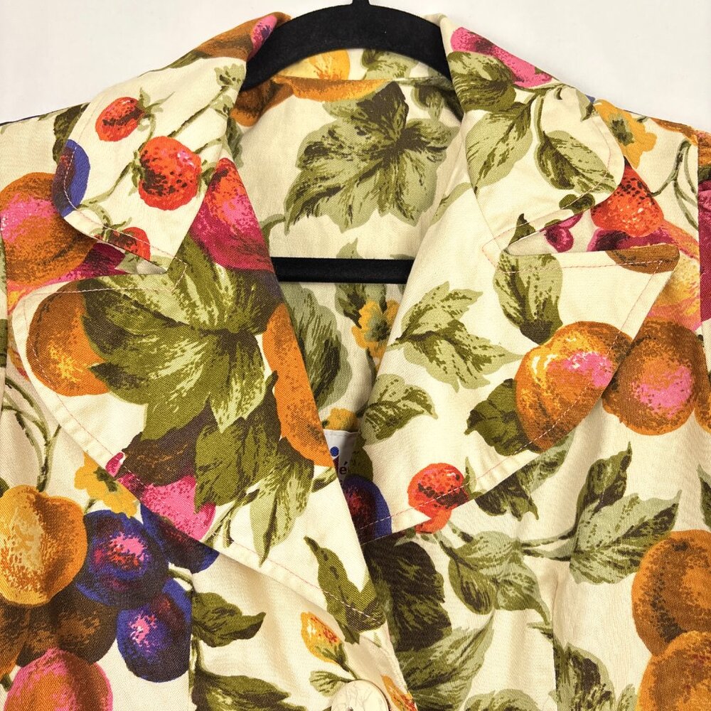 VTG SirJé of California Fruit Print Blazer Women’s Small Artsy Whimsical Retro - Picture 3 of 16